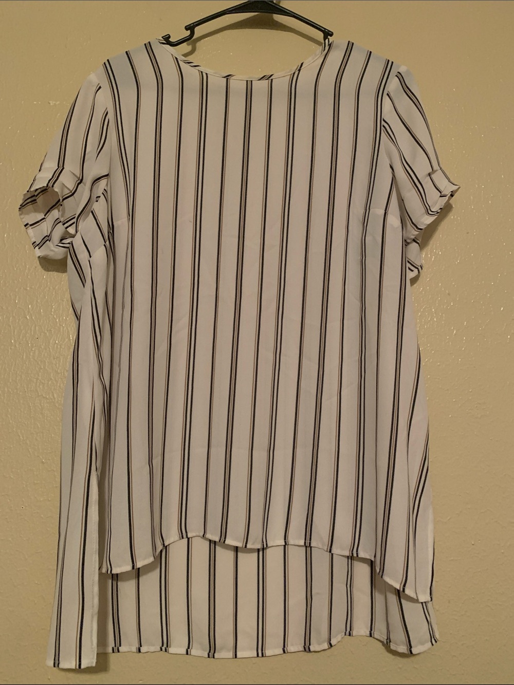 DR2 White Blouse with Black/Brown Vertical Stripes